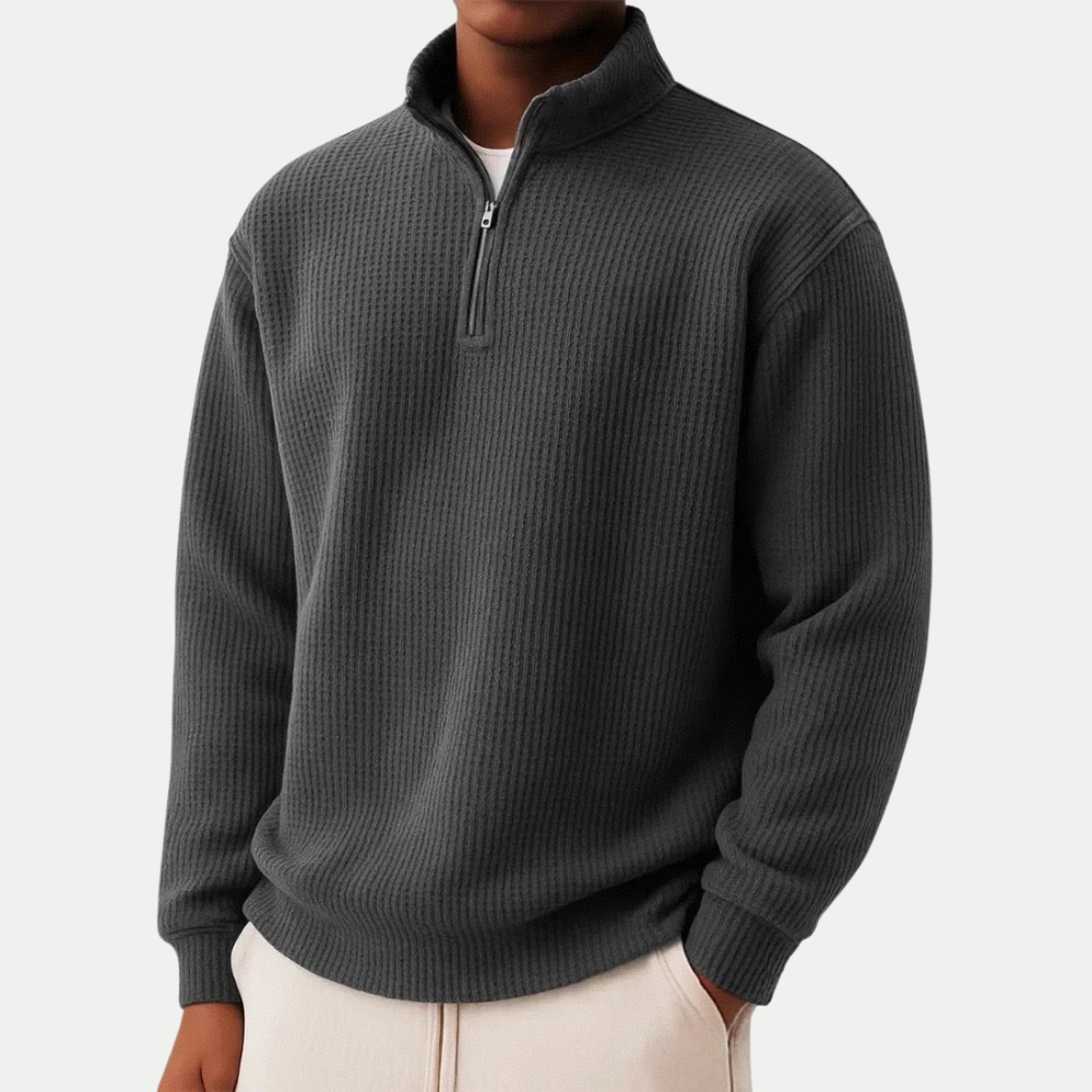 Everett™ | Sweter z dzianiny z krótkim zamkiem