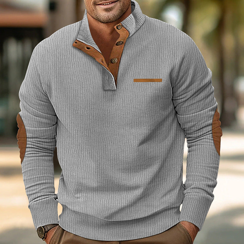 Bellonaro™ | Sweter z kordurowej tkaniny z ćwierć guzikiem