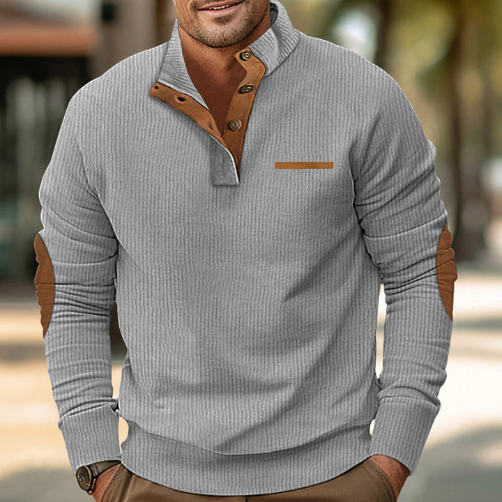 Bellonaro™ | Sweter z kordurowej tkaniny z ćwierć guzikiem